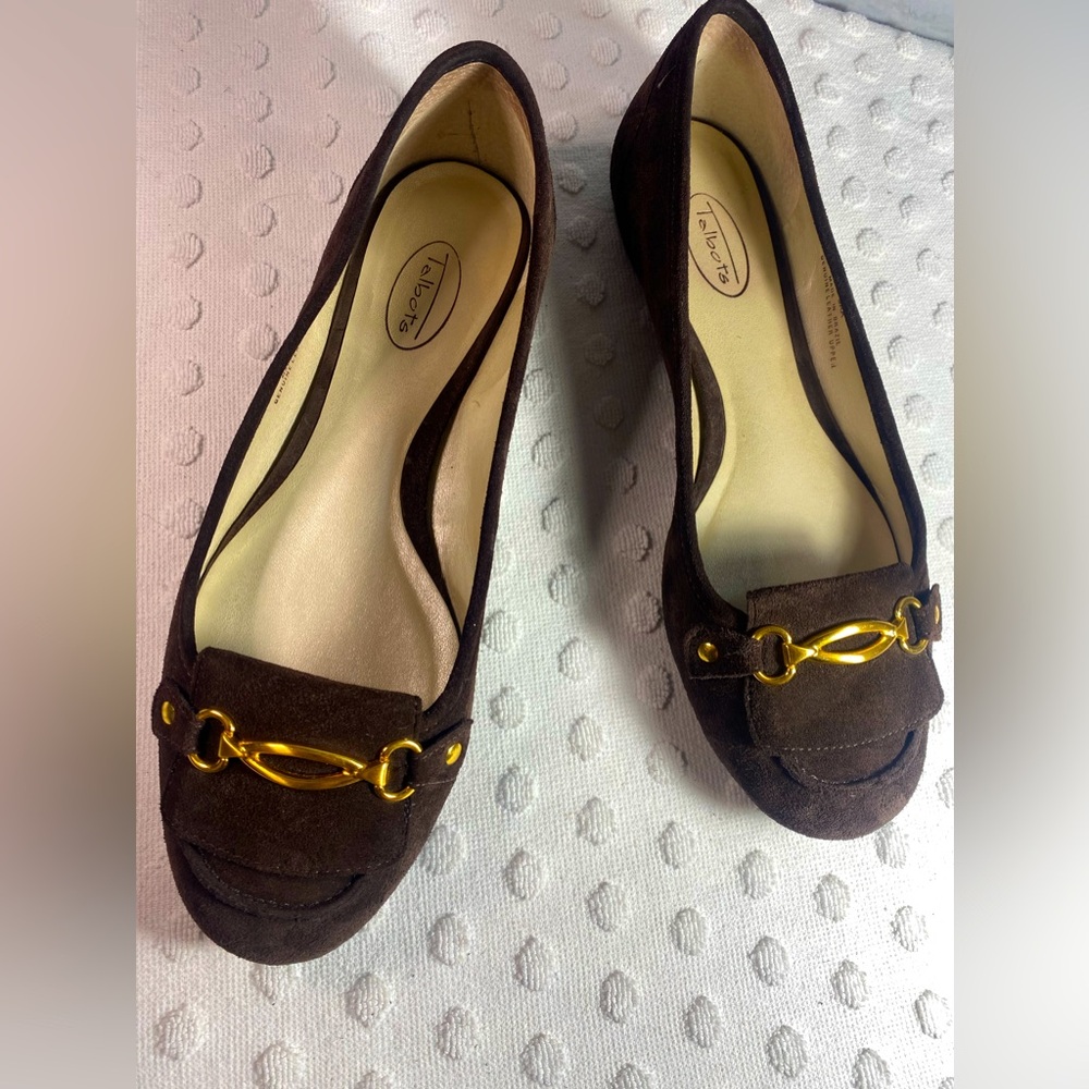 Talbots Shoes Womens Classic Dark Brown Suede Leather Horsebit Loafers